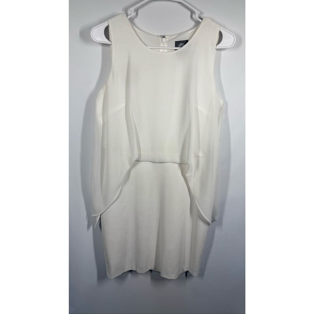 Vince Camuto white sheath Sleeveless Flowy organza Dress Size 4
